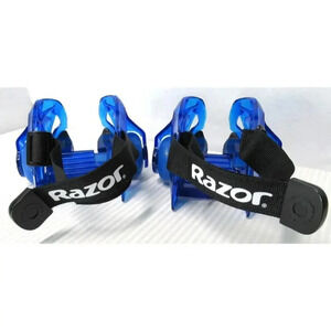 RAZOR JETTS DLX HEEL WHEEL HEELYS ADJUSTABLE STRAP TO SHOE SKATES BLUE LIGHT UP